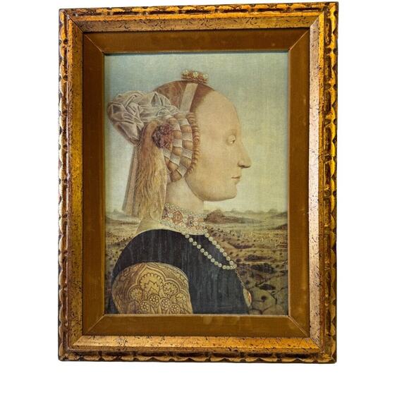 Vintage Framed Design‎ Toscano Portrait of Battista Sforza, 1466: Medium 1952- - Picture 10 of 16